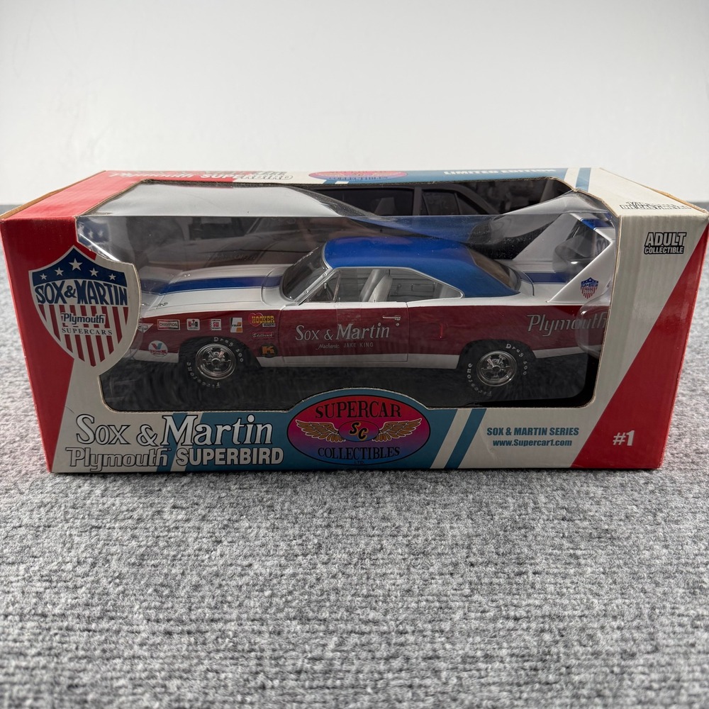 1:18 SCALE 1970 PLYMOUTH SUPERBIRD SOX & MARTIN LIMITED SUPERCAR COLLECTIBLES